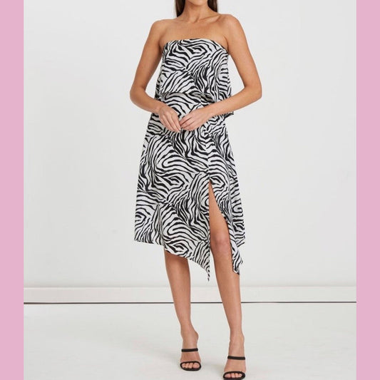 Audrey Midi Dress - Zebra Print