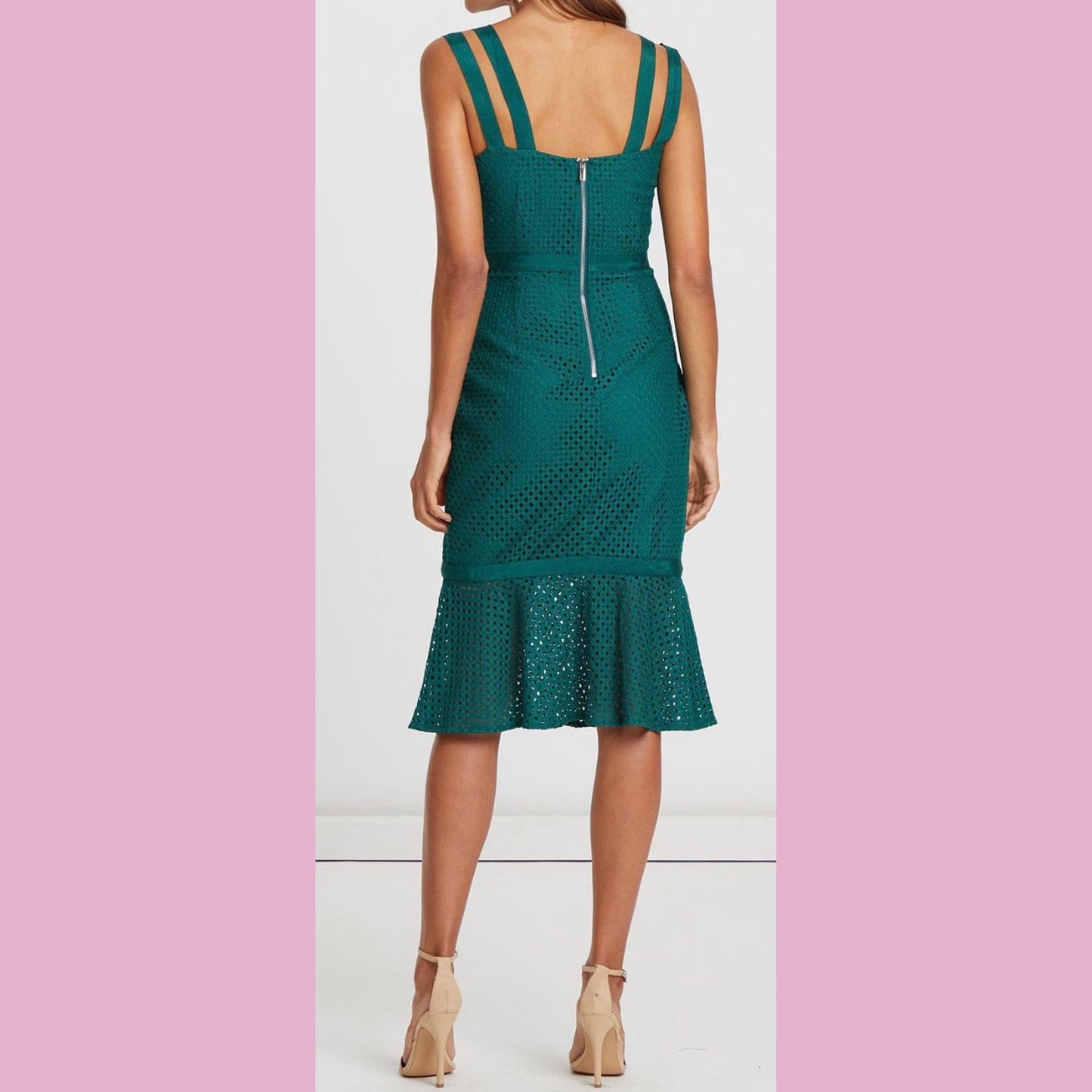 Marcella Lace Midi Dress - Emerald Green