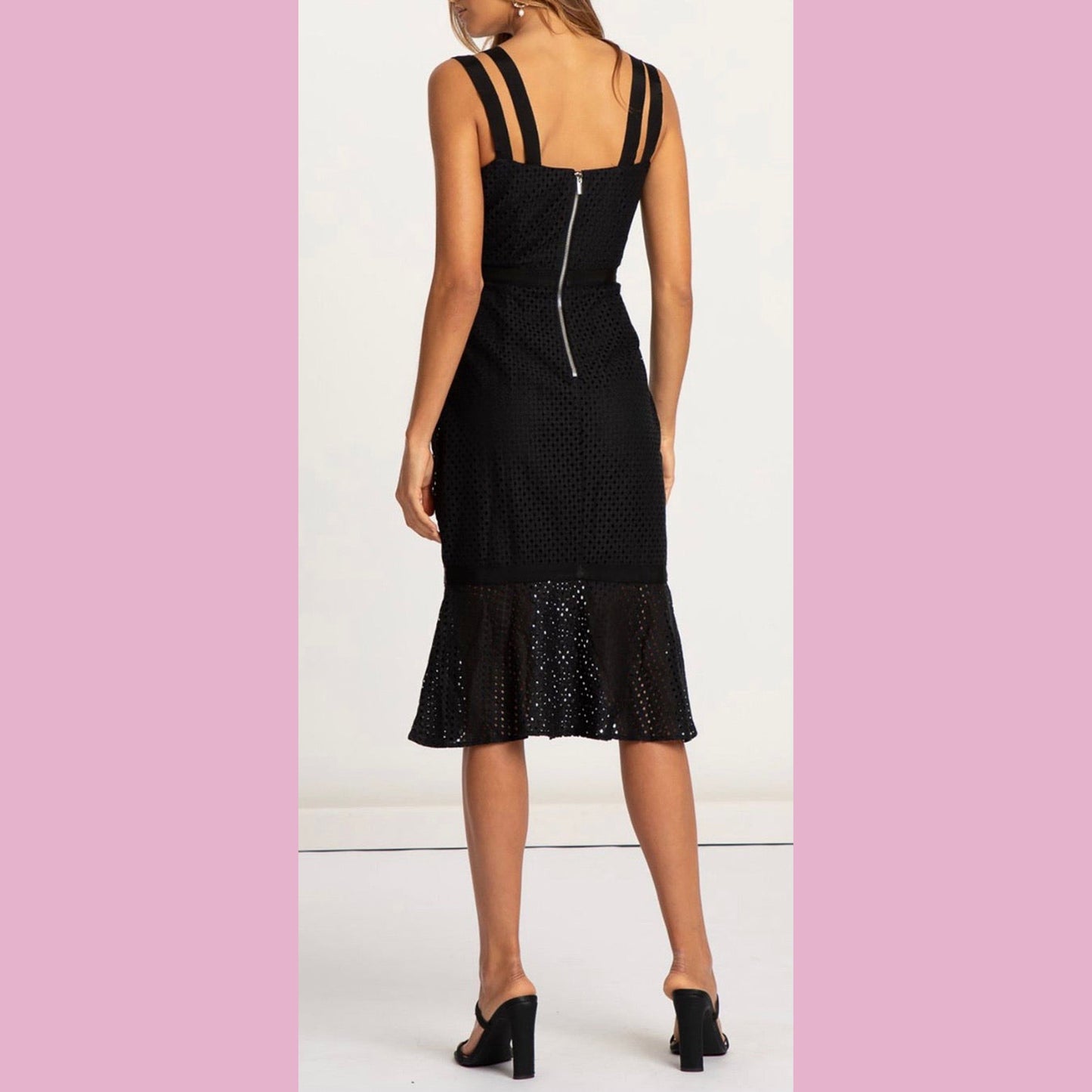 Marcella Lace Midi Dress - Black
