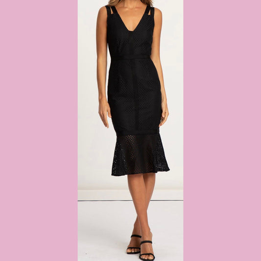 Marcella Lace Midi Dress - Black