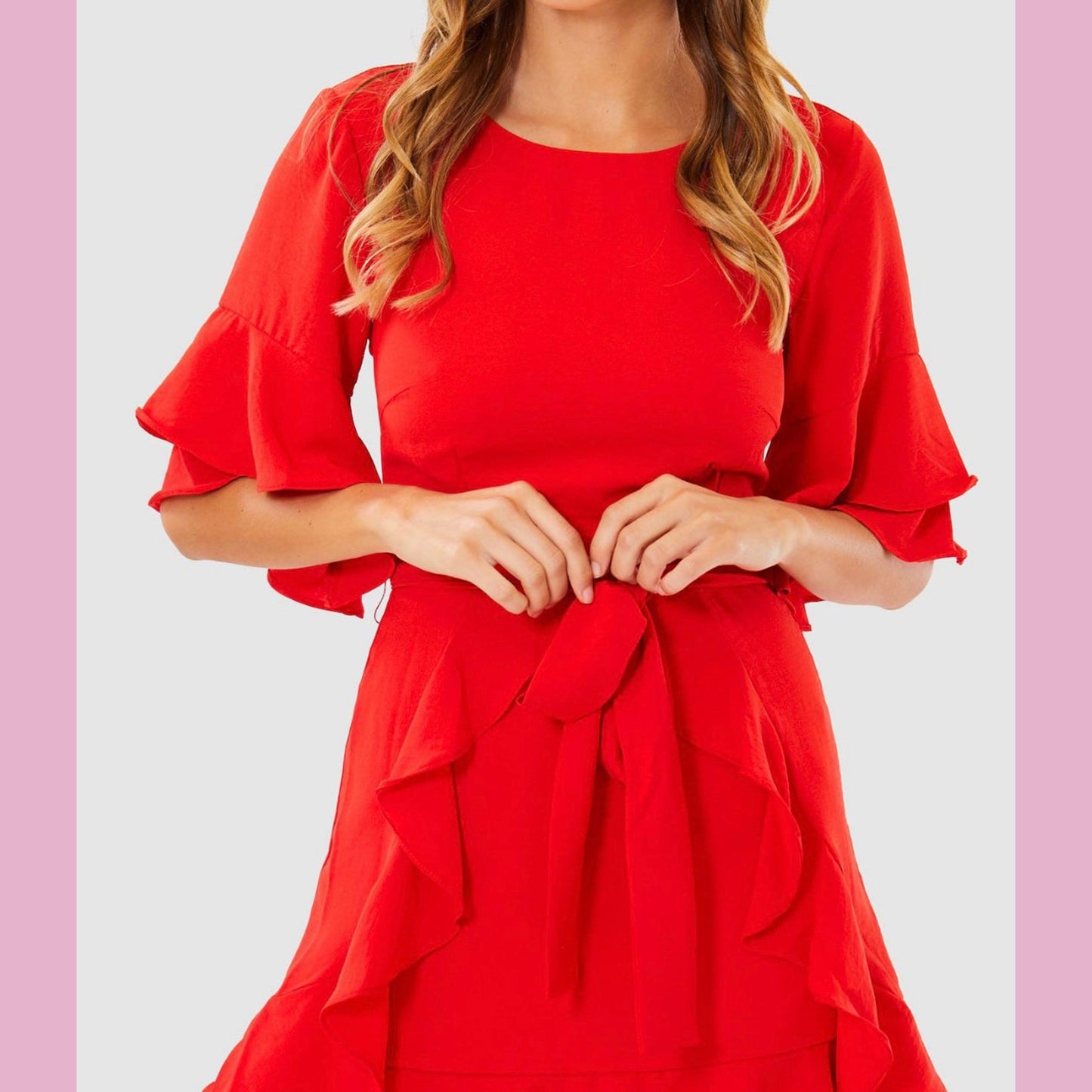 Cecilia Ruffle Dress - Poppy Red